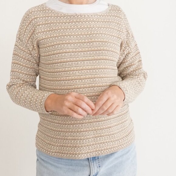 Vintage Express Tricot Taupe Beige Cotton Scoop Neck Cottagecore Sweater M - Picture 2 of 9